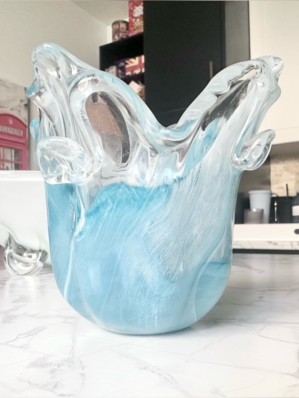 Vintage Murano Turquoise Swirl Art Glass